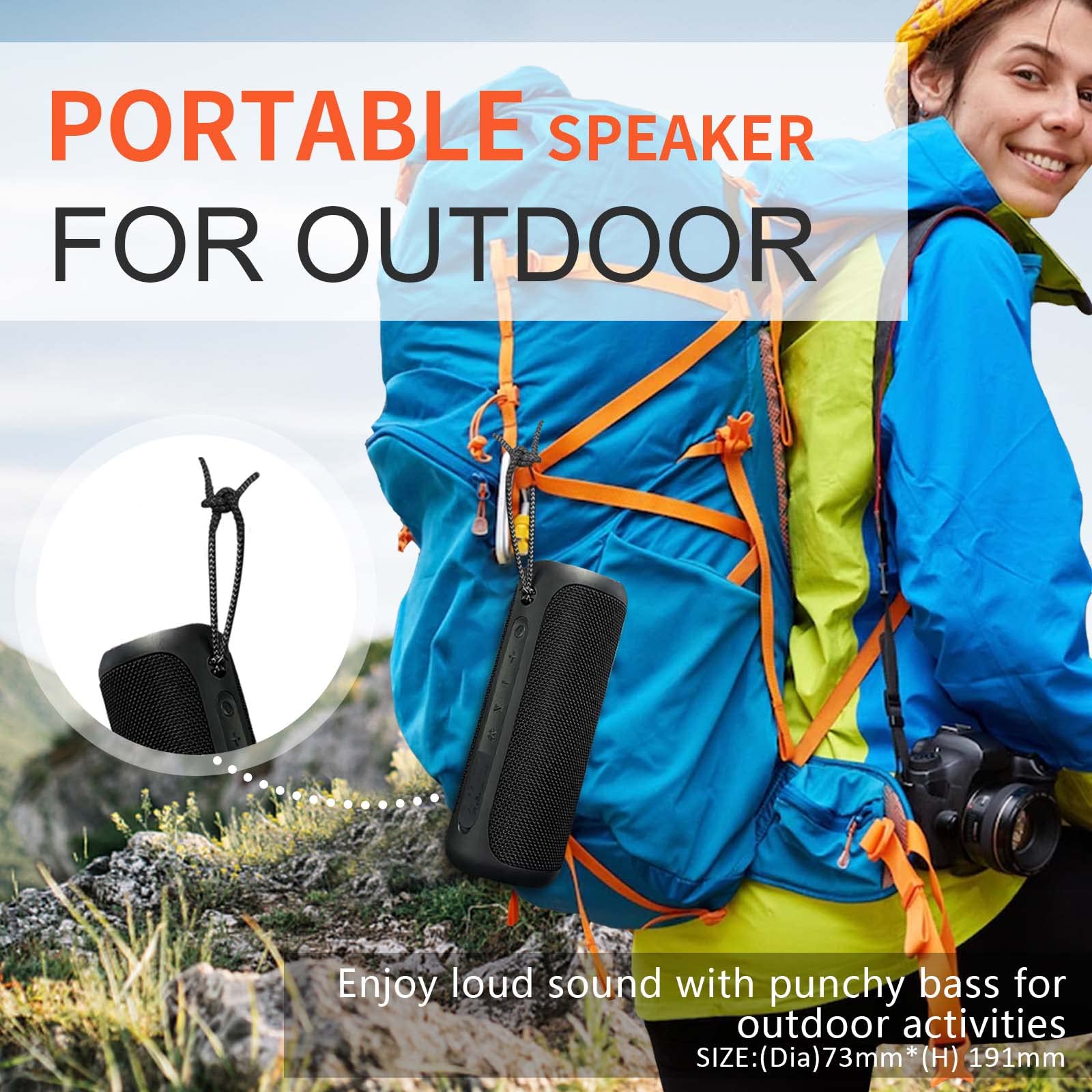 Portable Speaker, Wireless Bluetooth Speaker, Ipx7 Waterproof, 25W Loud Stereo Sound, Bassboom Technology, Tws Pairing, Built In
